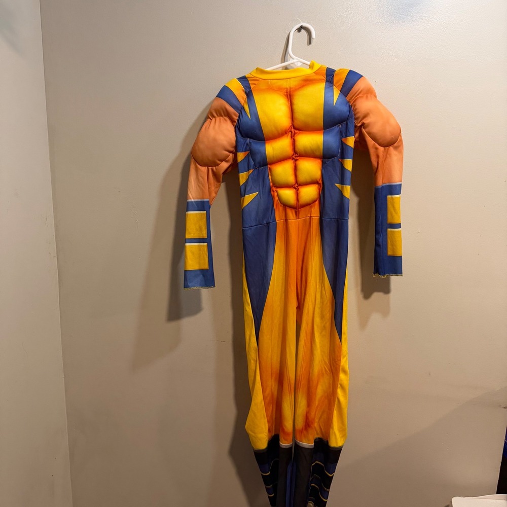 Marvel Wolverine Muscle Costume Kids Medium 8-10 X-Men Superhero Jumpsuit Yellow